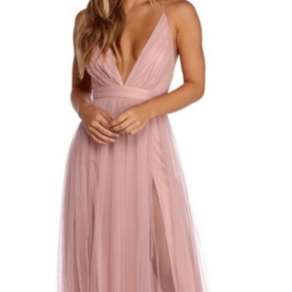 blush pink maxi tulle long dress